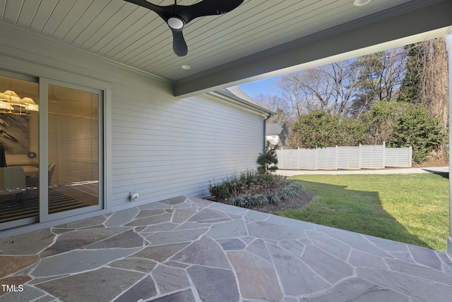 view of patio / terrace featuring ceiling fan