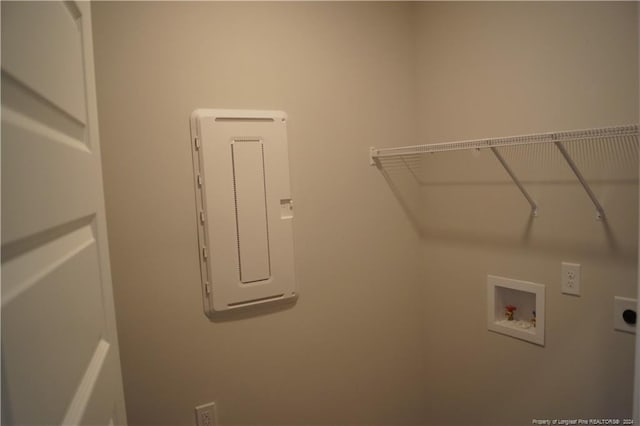 washroom featuring laundry area, hookup for an electric dryer, and washer hookup