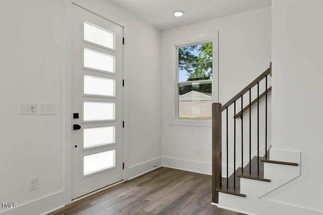 entrance foyer with wood-type flooring