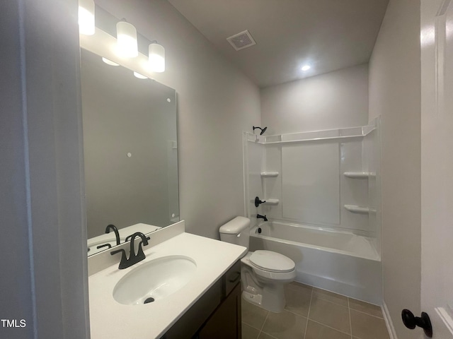 full bathroom with tile patterned floors, vanity, toilet, and shower / bath combination