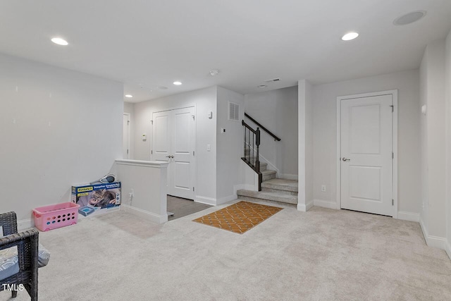 1001 Drayman Pl, Apex, NC 27502 - playroom with carpet, recessed lighting, and baseboards