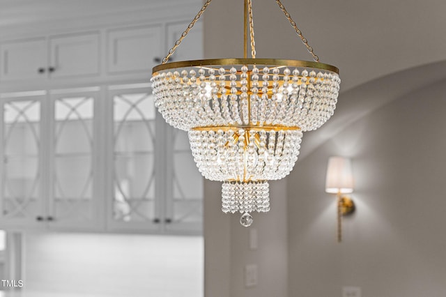 details with a notable chandelier