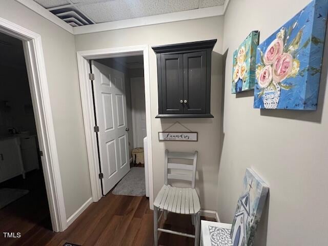 hall featuring dark hardwood / wood-style flooring