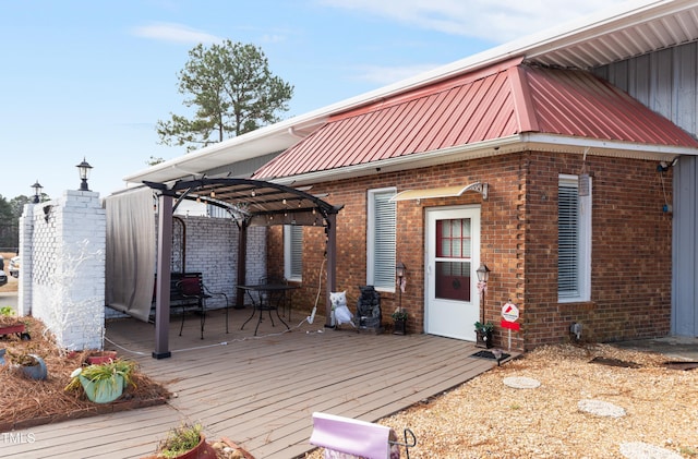 wooden terrace featuring a pergola