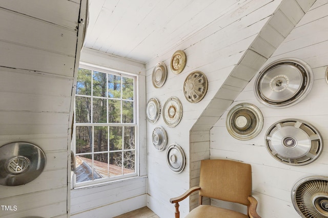 interior space with wood walls