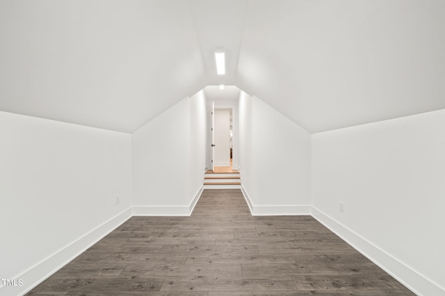 bonus room featuring wood-type flooring and lofted ceiling