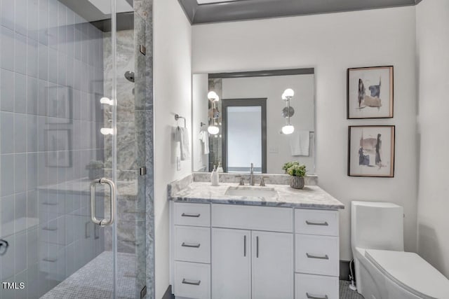 1312 Hunting Ridge Rd, Raleigh, NC 27615 - full bath with vanity, toilet, and a stall shower
