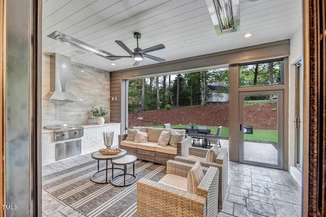 1312 Hunting Ridge Rd, Raleigh, NC 27615 - sunroom / solarium with healthy amount of natural light, an outdoor hangout area, and a ceiling fan