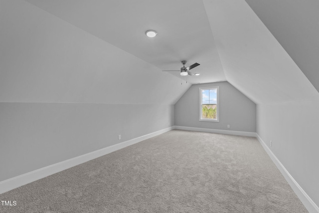 262 Hook Dr Lot 12, Fuquay Varina, NC 27526 - additional living space with lofted ceiling, carpet flooring, baseboards, and ceiling fan