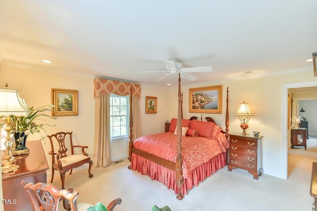 304 Homestead Rd Rd, Chapel Hill, NC 27516 - bedroom with light carpet, recessed lighting, and a ceiling fan