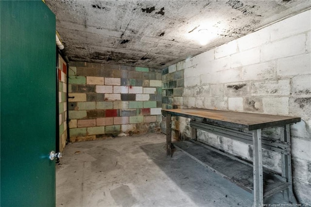 5027 Lake Willett Rd, Sanford, NC 27332 - unfinished below grade area with concrete block wall
