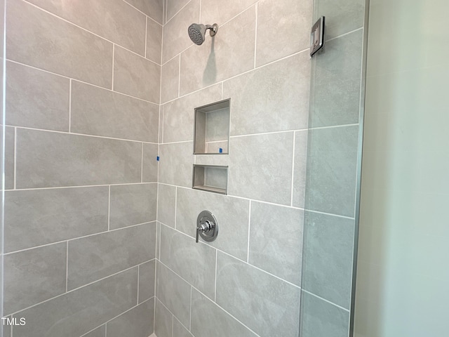 interior details with a shower stall