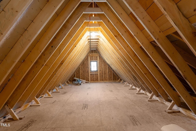 view of unfinished attic