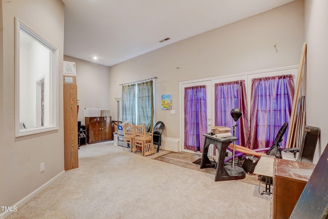 interior space with light colored carpet