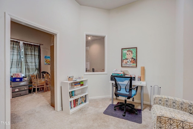 office area with light carpet