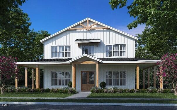 modern inspired farmhouse featuring a porch