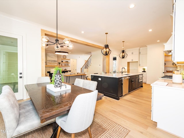 122 W Beech Slope Ct, Chapel Hill, NC 27517 - dining room with stairs, recessed lighting, and light wood-style flooring