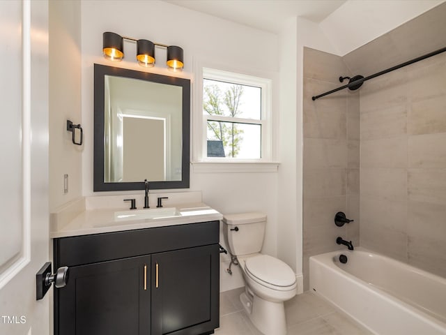 122 W Beech Slope Ct, Chapel Hill, NC 27517 - bathroom featuring toilet, shower / tub combination, tile patterned flooring, and vanity