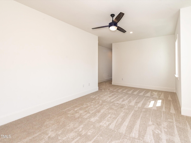 122 W Beech Slope Ct, Chapel Hill, NC 27517 - empty room with light colored carpet, recessed lighting, baseboards, and ceiling fan