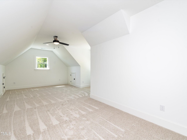 122 W Beech Slope Ct, Chapel Hill, NC 27517 - additional living space featuring baseboards, ceiling fan, vaulted ceiling, and light colored carpet