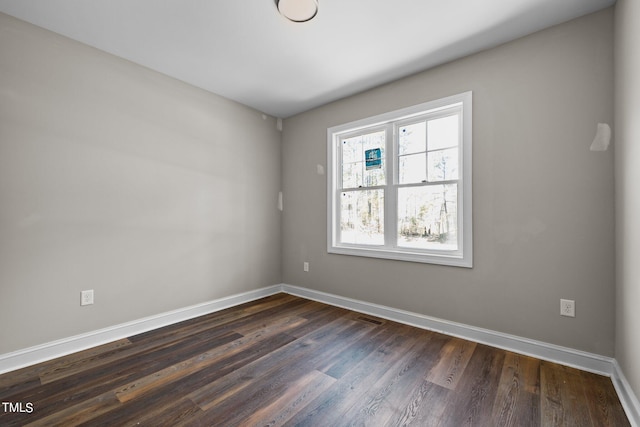 empty room featuring dark wood-type flooring