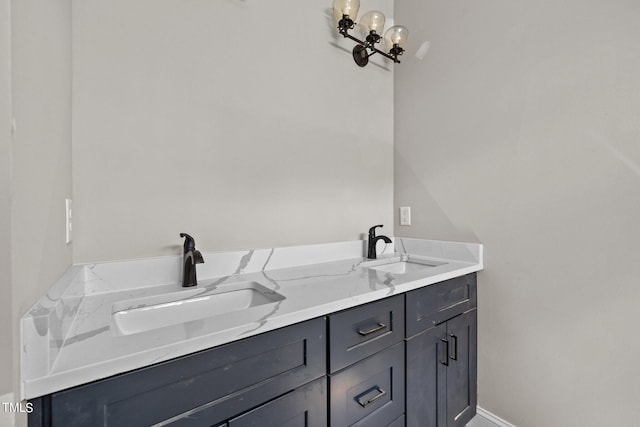 bathroom with dual bowl vanity