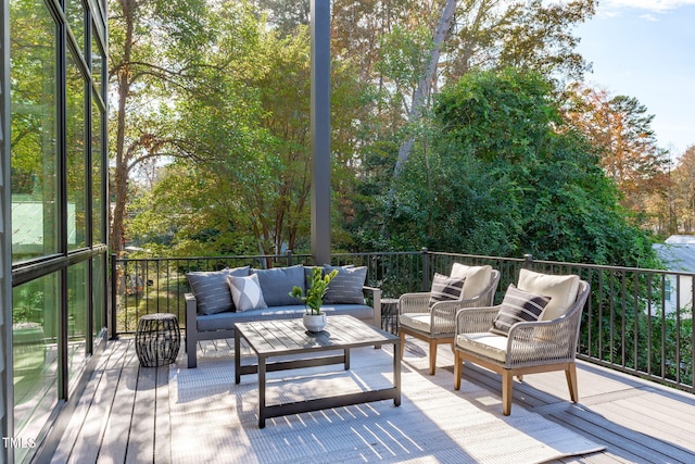 1435 Duplin Rd, Raleigh, NC 27607 - wooden deck with an outdoor hangout area
