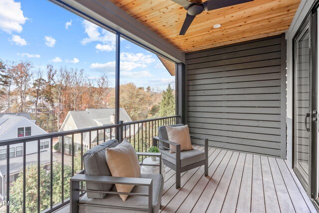 1435 Duplin Rd, Raleigh, NC 27607 - wooden terrace featuring a ceiling fan