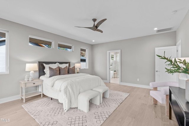 1435 Duplin Rd, Raleigh, NC 27607 - bedroom featuring light wood-style flooring, baseboards, recessed lighting, and ceiling fan