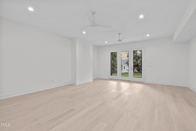 1435 Duplin Rd, Raleigh, NC 27607 - empty room with light wood-type flooring, ceiling fan, baseboards, and recessed lighting