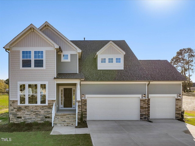 craftsman inspired home with a garage