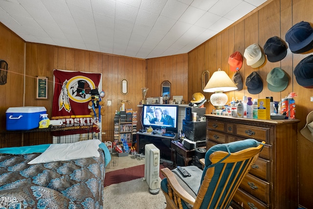 interior space featuring wood walls