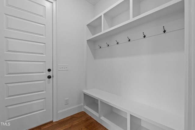 mudroom with dark wood-type flooring