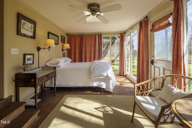 6720 Mebane Oaks Rd, Mebane, NC 27302 - bedroom with multiple windows, access to outside, and ceiling fan
