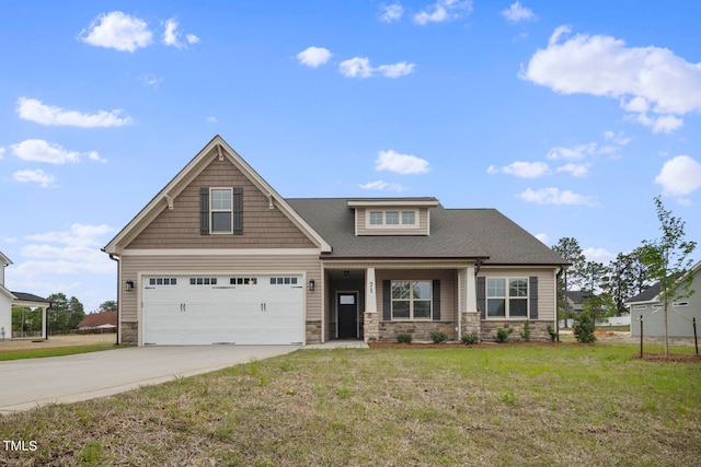 craftsman-style home with a front yard