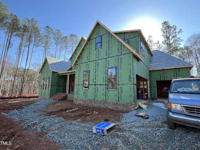 exterior space with a garage