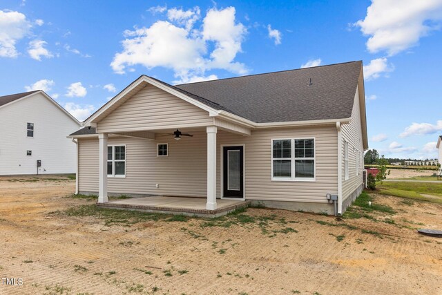 view of front of house with a patio and ceiling fan