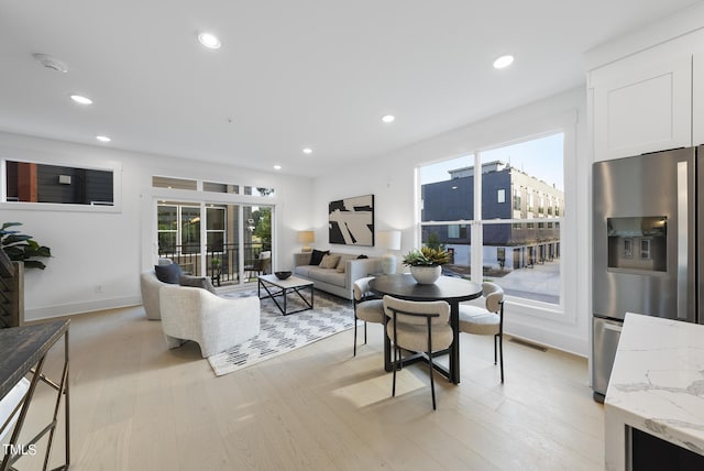 living room with light wood-type flooring