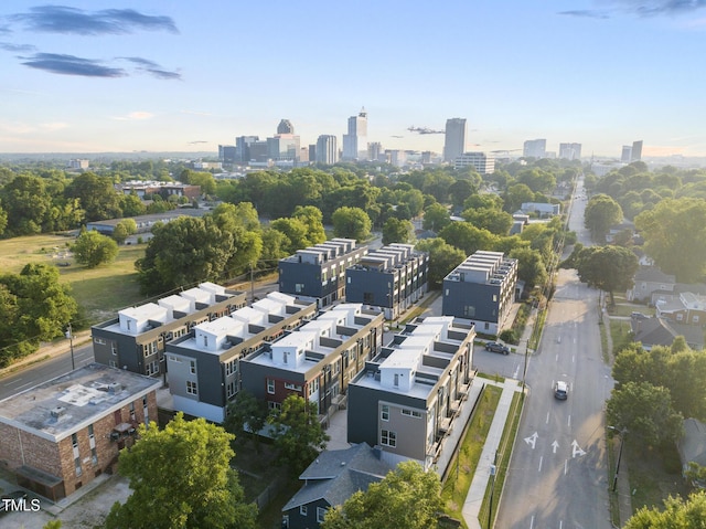 birds eye view of property with a view of city