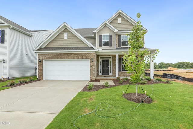 craftsman-style home with a front lawn