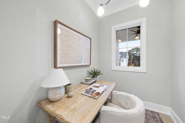 home office featuring wood-type flooring