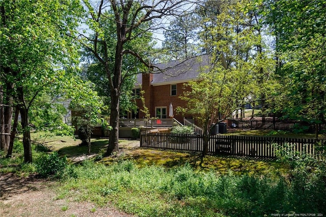 view of yard featuring a deck