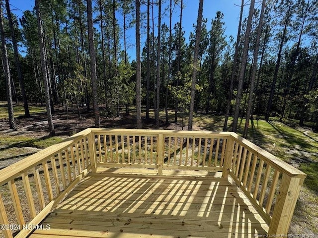 deck with a forest view