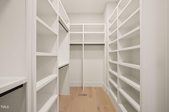 spacious closet with light wood finished floors