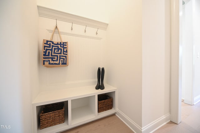 mudroom with light wood-type flooring