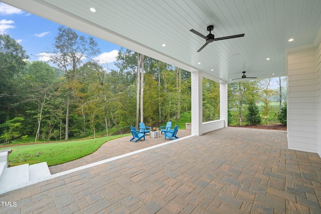 view of patio / terrace featuring ceiling fan