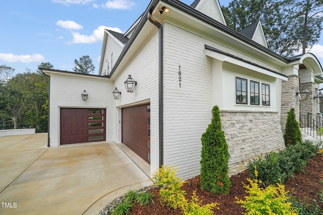 view of home's exterior with a garage