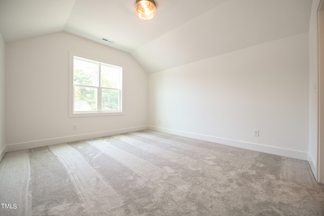 additional living space featuring carpet flooring and lofted ceiling