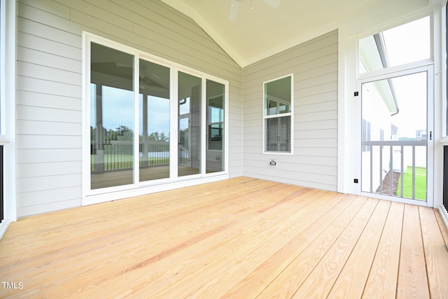 wooden deck with ceiling fan