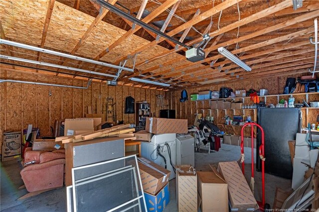 garage with a garage door opener